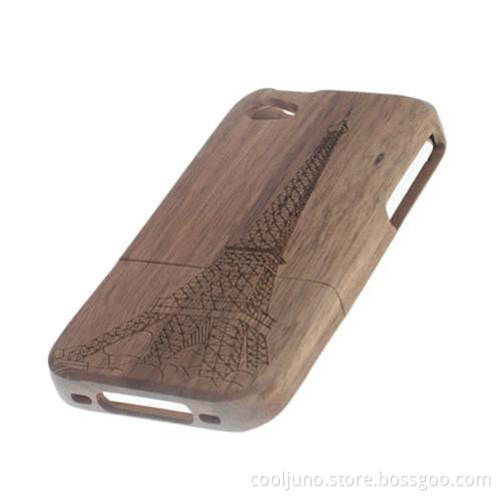 Apple iPhone 4 4S Walnut Wood Stacks Tower Pattern Cover Case With Retail Package - Brown